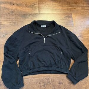Black Half-Zip Pullover Sweatshirt